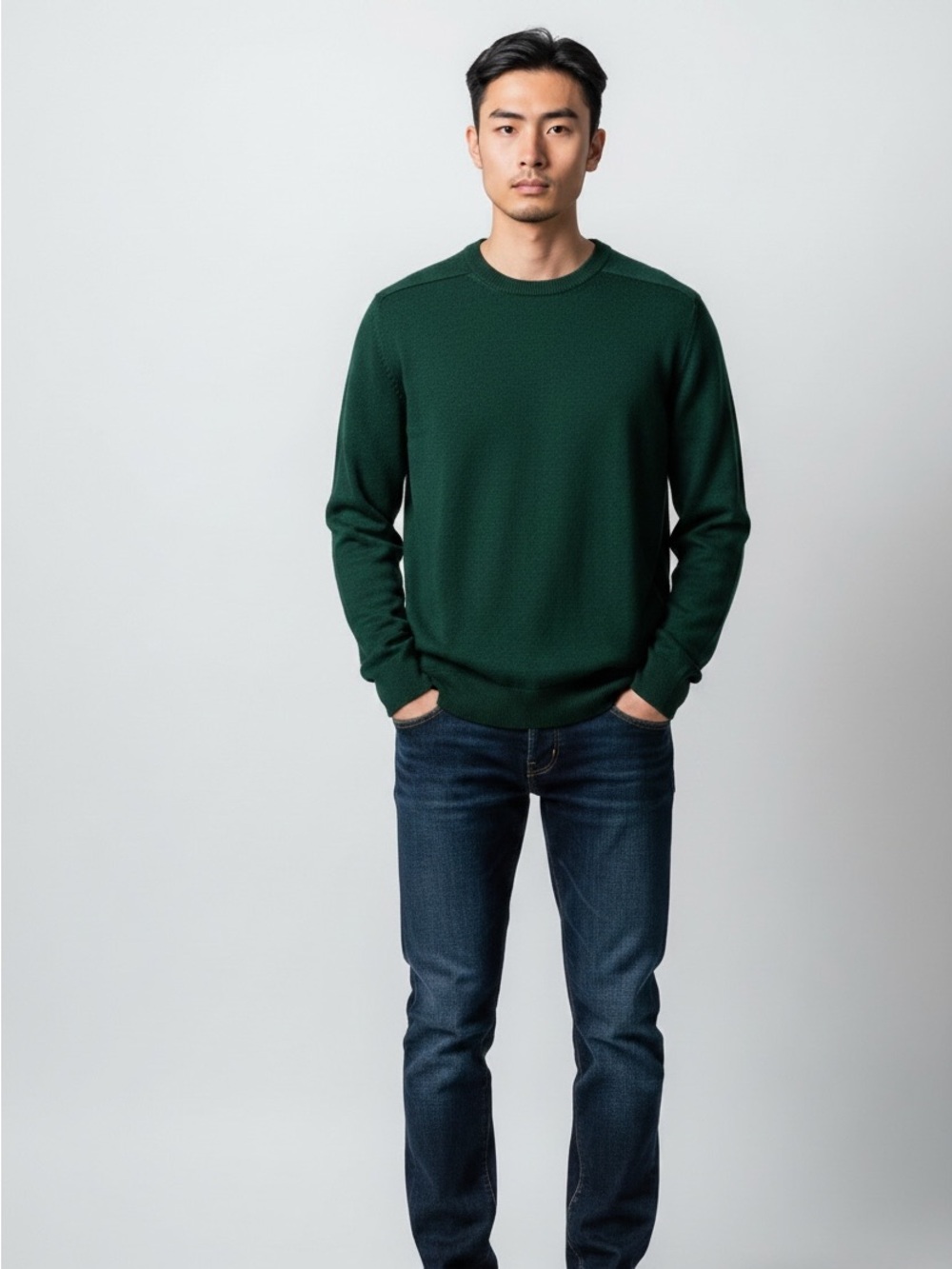 Banana Republic Dark Green Crewneck Sweater Men’s Small Silk blend Capsule